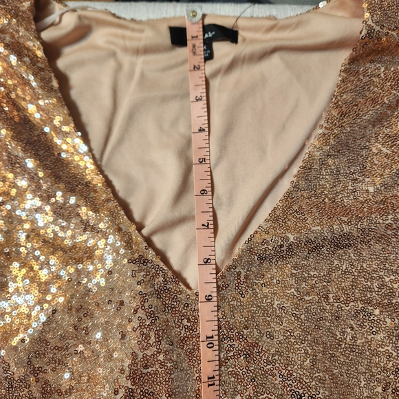 Lulu's Light The Night New Tags Rose Gold Sequin T Shirt Dress Swift Vibe - Picture 7 of 13